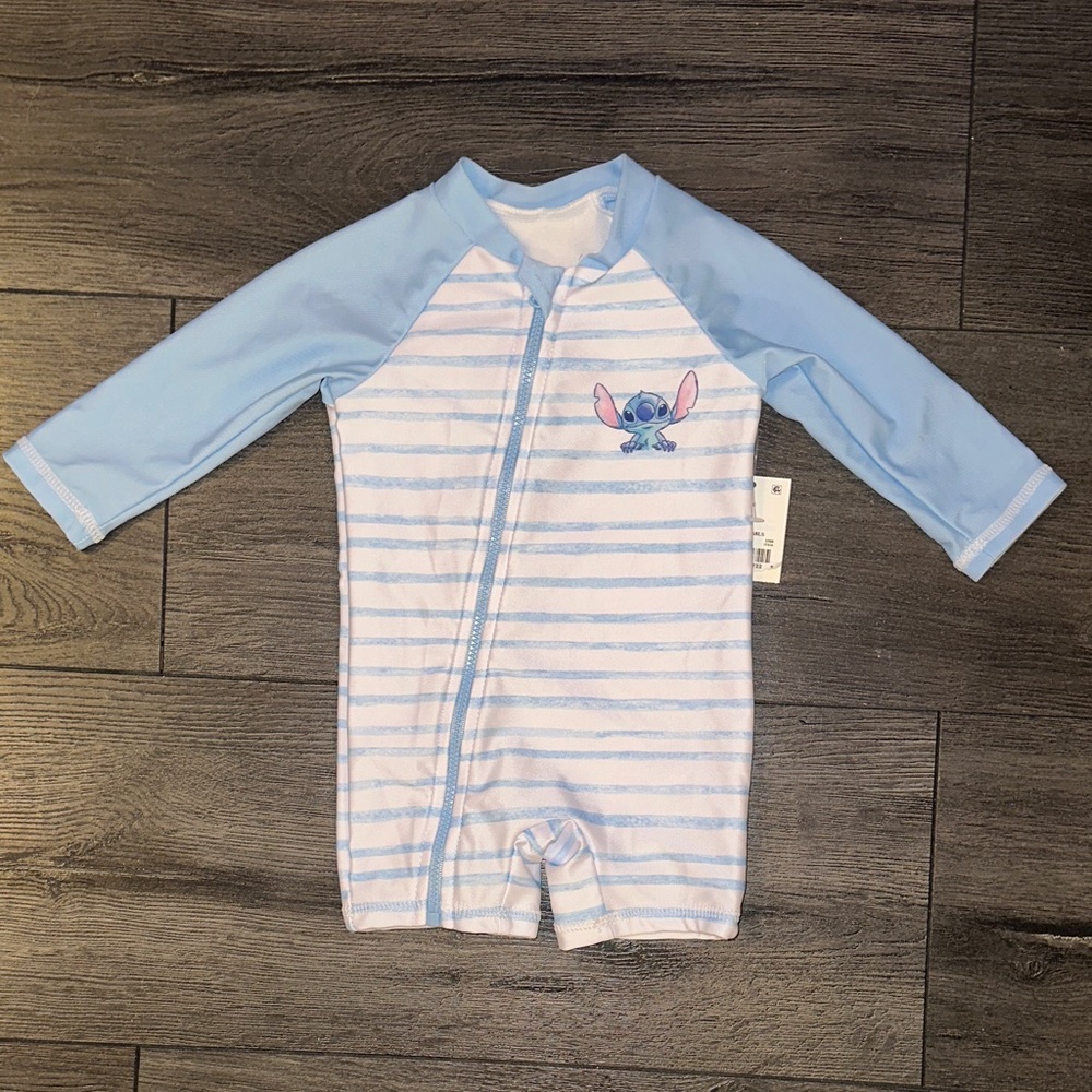 Disney Blue and White Stitch Kids Rashguard